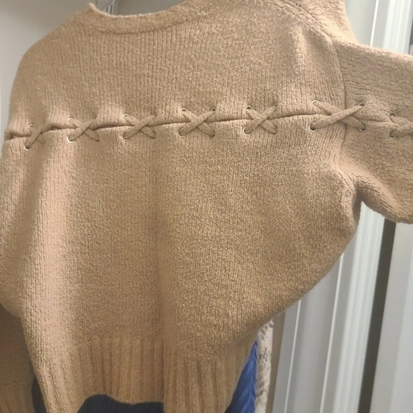 IRO Lish Light Brown Lace Up Cotton Sweater Size XSmall - Picture 5 of 7